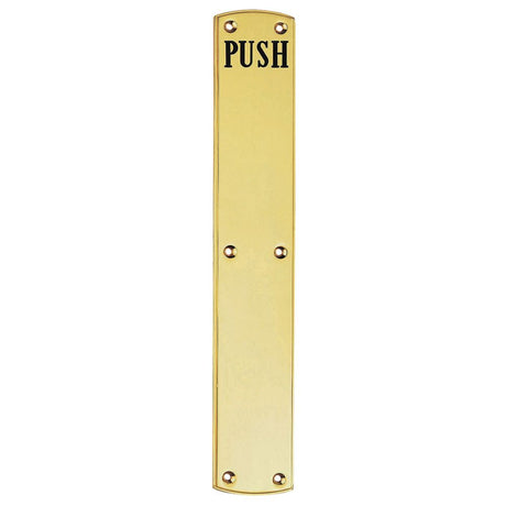This is an image of Carlisle Brass - Engraved Push Plate 455 x 75mm - Polished Brass available to order from T.H Wiggans Architectural Ironmongery in Kendal, quick delivery and discounted prices.