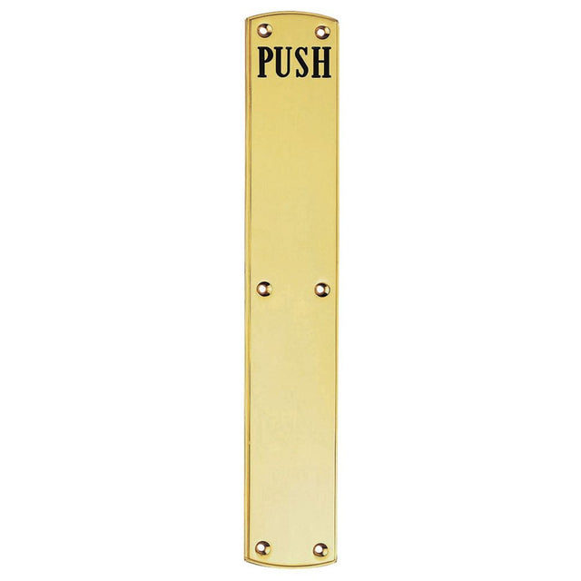 This is an image of Carlisle Brass - Engraved Push Plate 455 x 75mm - Polished Brass available to order from T.H Wiggans Architectural Ironmongery in Kendal, quick delivery and discounted prices.