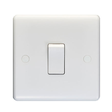 This is an image showing Eurolite Enhance White Plastic 1 Gang Switch - White (With White Trim) pl3011 available to order from T.H. Wiggans Ironmongery in Kendal, quick delivery and discounted prices.