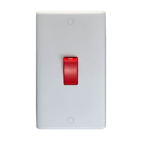 This is an image showing Eurolite Enhance White Plastic 45Amp Switch - White (With White Trim) pl3290 available to order from T.H. Wiggans Ironmongery in Kendal, quick delivery and discounted prices.