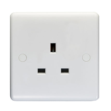 This is an image showing Eurolite Enhance White Plastic 1 Gang Unswitched Socket - White pl4030 available to order from T.H. Wiggans Ironmongery in Kendal, quick delivery and discounted prices.