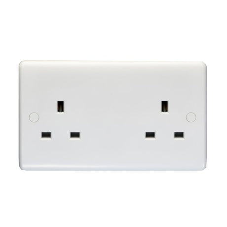 This is an image showing Eurolite Enhance White Plastic 2 Gang Unswitched Socket - White pl4040 available to order from T.H. Wiggans Ironmongery in Kendal, quick delivery and discounted prices.