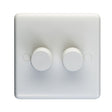 This is an image showing Eurolite Enhance White Plastic 2 Gang Dimmer - White pl3504-42led available to order from T.H. Wiggans Ironmongery in Kendal, quick delivery and discounted prices.
