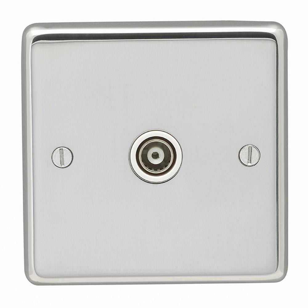 This is an image showing Eurolite Stainless Steel TV - Polished Stainless Steel (With White Trim) pss1tvw available to order from T.H. Wiggans Ironmongery in Kendal, quick delivery and discounted prices.
