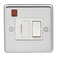 This is an image showing Eurolite Stainless Steel Switched Fuse Spur - Polished Stainless Steel (With White Trim) pssswfnw available to order from T.H. Wiggans Ironmongery in Kendal, quick delivery and discounted prices.