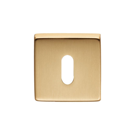 This is an image of Manital - Square Standard Key Escutcheon - Satin Brass available to order from T.H Wiggans Architectural Ironmongery in Kendal, quick delivery and discounted prices.