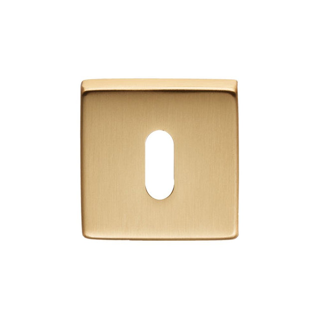 This is an image of Manital - Square Standard Key Escutcheon - Satin Brass available to order from T.H Wiggans Architectural Ironmongery in Kendal, quick delivery and discounted prices.