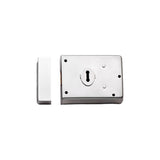 This is an image of a Eurospec - Traditional Rim Deadlock - Satin Chrome that is availble to order from T.H Wiggans Architectural Ironmongery in Kendal.