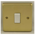 This is an image showing Eurolite Stainless Steel 1 Gang Switch - Satin Brass (With White Trim) sb1sww available to order from T.H. Wiggans Ironmongery in Kendal, quick delivery and discounted prices.