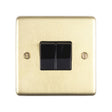 This is an image showing Eurolite Stainless Steel 2 Gang Switch - Satin Brass (With Black Trim) sb2swb available to order from T.H. Wiggans Ironmongery in Kendal, quick delivery and discounted prices.