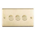 This is an image showing Eurolite Stainless Steel 3 Gang Dimmer - Satin Brass sb3d400 available to order from T.H. Wiggans Ironmongery in Kendal, quick delivery and discounted prices.