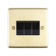 This is an image showing Eurolite Stainless Steel 3 Gang Switch - Satin Brass (With Black Trim) sb3swb available to order from T.H. Wiggans Ironmongery in Kendal, quick delivery and discounted prices.