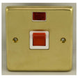 This is an image showing Eurolite Stainless Steel 45Amp Switch with Neon Indicator - Satin Brass (With White Trim) sb45aswnsw available to order from T.H. Wiggans Ironmongery in Kendal, quick delivery and discounted prices.