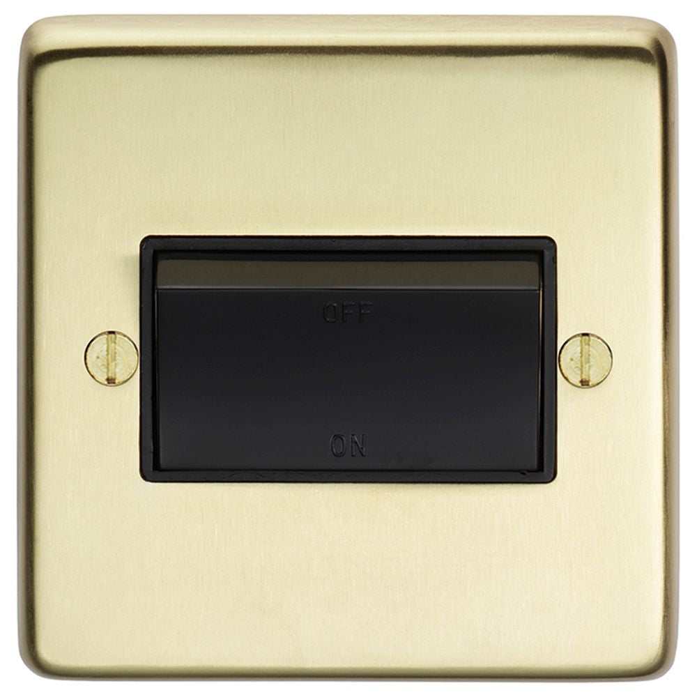 This is an image showing Eurolite Stainless Steel Fan Switch - Satin Brass (With Black Trim) sbfswb available to order from T.H. Wiggans Ironmongery in Kendal, quick delivery and discounted prices.
