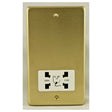 This is an image showing Eurolite Stainless Steel Shaver Socket - Satin Brass (With White Trim) sbshsw available to order from T.H. Wiggans Ironmongery in Kendal, quick delivery and discounted prices.