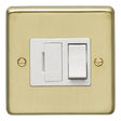 This is an image showing Eurolite Stainless Steel Switched Fuse Spur - Satin Brass (With White Trim) sbswfw available to order from T.H. Wiggans Ironmongery in Kendal, quick delivery and discounted prices.