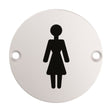 This is an image of Eurospec - Signage Female Symbol - Satin Stainless Steel available to order from T.H Wiggans Architectural Ironmongery in Kendal, quick delivery and discounted prices.