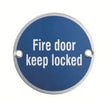 This is an image of Eurospec - Fire Door Keep Locked Symbol - Satin Anodised Aluminium available to order from T.H Wiggans Architectural Ironmongery in Kendal, quick delivery and discounted prices.