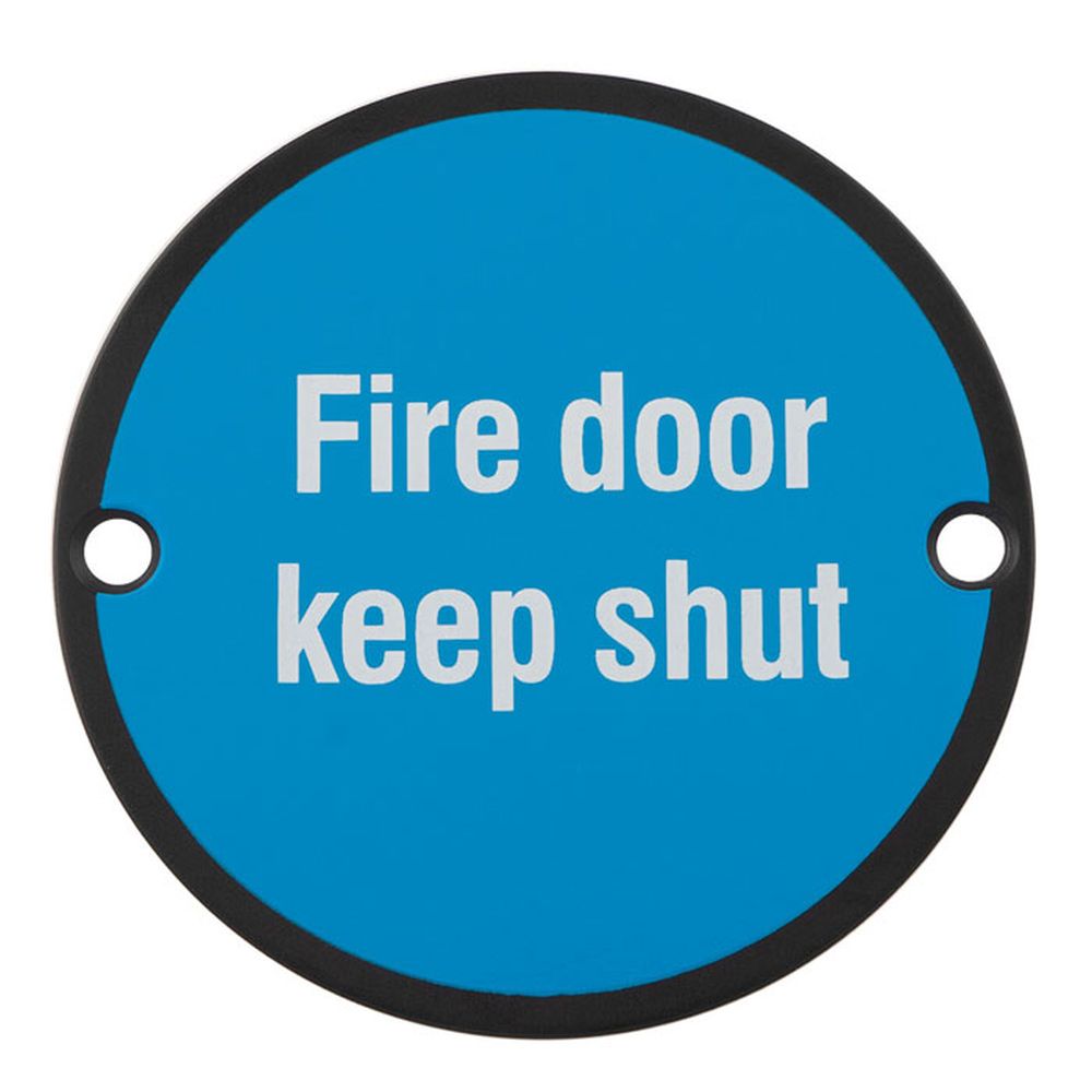 This is an image of Carlisle Brass - Signage Fire Door - Keep Shut - Matt Black available to order from T.H Wiggans Architectural Ironmongery in Kendal, quick delivery and discounted prices.