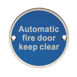 This is an image of Eurospec - Automatic Fire Door - Keep Clear - Bright Stainless Steel available to order from T.H Wiggans Architectural Ironmongery in Kendal, quick delivery and discounted prices.