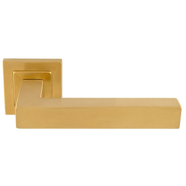 This is an image of Carlisle Brass - Alvar Designer Lever on Sprung Square Rose - Satin PVD available to order from T.H Wiggans Architectural Ironmongery in Kendal, quick delivery and discounted prices.