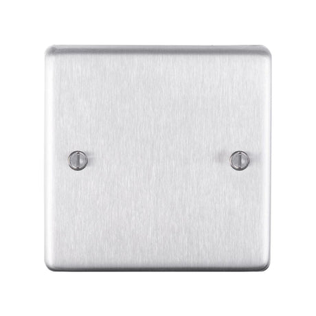 This is an image showing Eurolite Stainless Steel Single Blank Plate - Satin Stainless Steel (With Black Trim) sss1b available to order from T.H. Wiggans Ironmongery in Kendal, quick delivery and discounted prices.