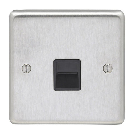 This is an image showing Eurolite Stainless Steel Telephone Master - Satin Stainless Steel (With Black Trim) sss1mb available to order from T.H. Wiggans Ironmongery in Kendal, quick delivery and discounted prices.
