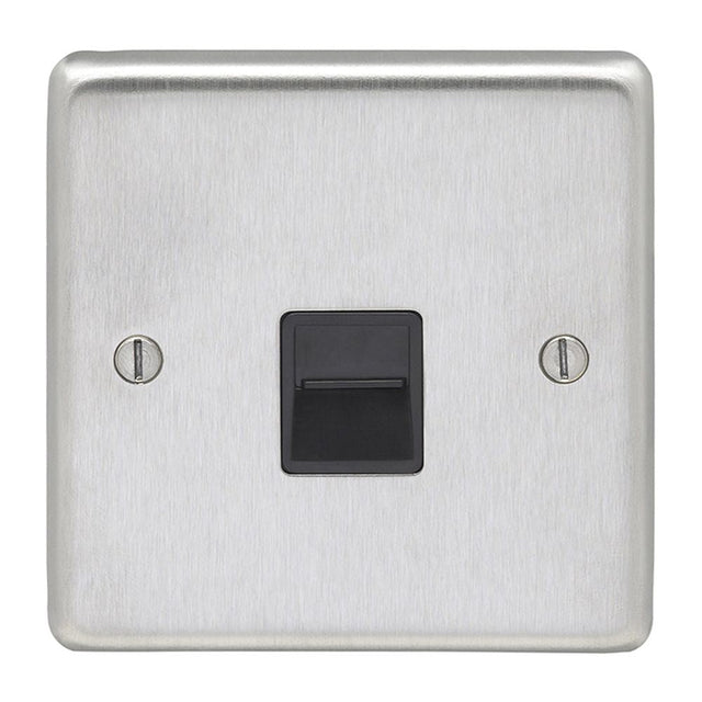 This is an image showing Eurolite Stainless Steel Telephone Master - Satin Stainless Steel (With Black Trim) sss1mb available to order from T.H. Wiggans Ironmongery in Kendal, quick delivery and discounted prices.