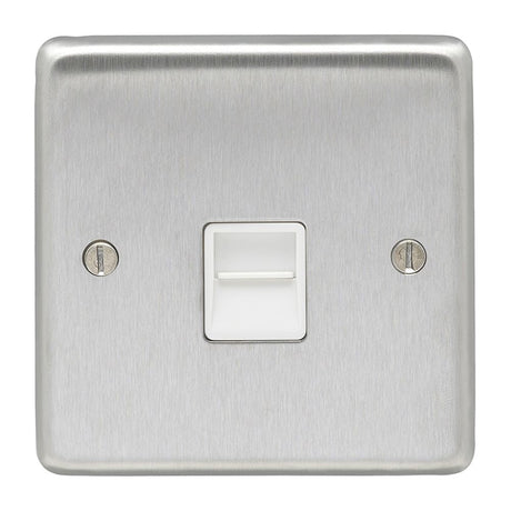 This is an image showing Eurolite Stainless Steel Telephone Master - Satin Stainless Steel (With White Trim) sss1mw available to order from T.H. Wiggans Ironmongery in Kendal, quick delivery and discounted prices.