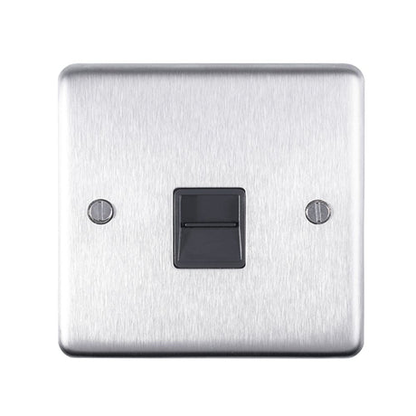 This is an image showing Eurolite Stainless Steel Telephone Slave - Satin Stainless Steel (With Black Trim) sss1slb available to order from T.H. Wiggans Ironmongery in Kendal, quick delivery and discounted prices.