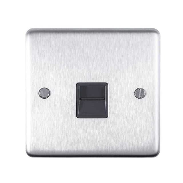 This is an image showing Eurolite Stainless Steel Telephone Slave - Satin Stainless Steel (With Black Trim) sss1slb available to order from T.H. Wiggans Ironmongery in Kendal, quick delivery and discounted prices.