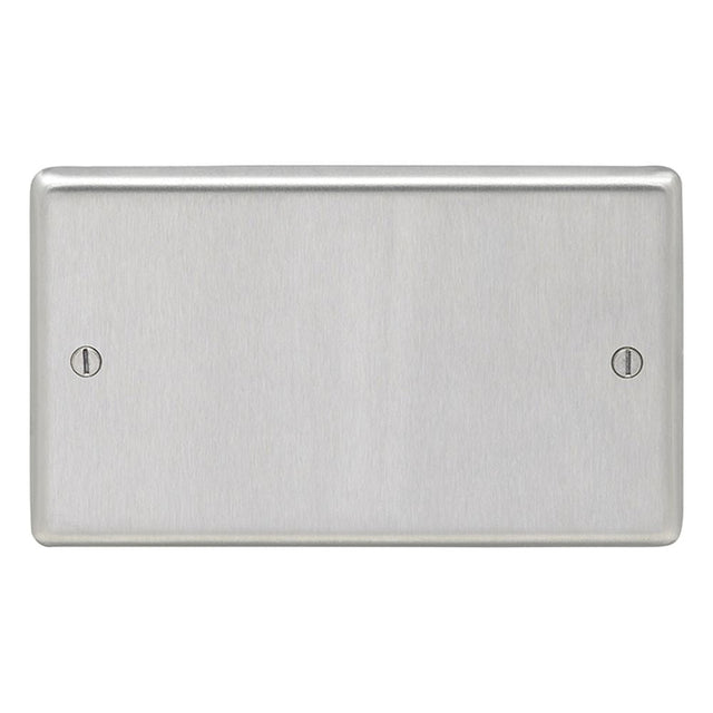 This is an image showing Eurolite Stainless Steel Double Blank Plate - Satin Stainless Steel (With Black Trim) sss2b available to order from T.H. Wiggans Ironmongery in Kendal, quick delivery and discounted prices.