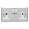 This is an image showing Eurolite Stainless Steel 2 Gang Socket - Satin Stainless Steel (With White Trim) sss2sow available to order from T.H. Wiggans Ironmongery in Kendal, quick delivery and discounted prices.