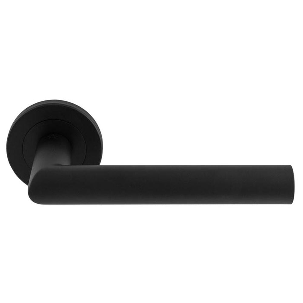 This is an image of Carlisle Brass - Steelworx SWL Treviri Lever on Rose - Matt Black available to order from T.H Wiggans Architectural Ironmongery in Kendal, quick delivery and discounted prices.