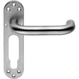 This is an image of Eurospec - Safety Lever on Inner Plate - Satin Stainless Steel available to order from T.H Wiggans Architectural Ironmongery in Kendal, quick delivery and discounted prices.