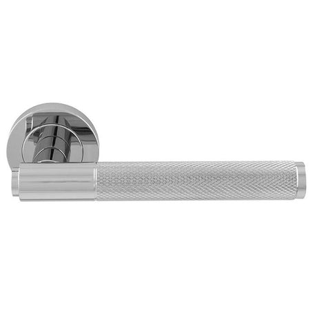 This is an image of Manital - Syntax Lever On round Rose - Polished Chrome available to order from T.H Wiggans Architectural Ironmongery in Kendal, quick delivery and discounted prices.