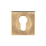 This is an image of Serozzetta - Square Euro Profile Escutcheon - Antique Brass available to order from T.H Wiggans Architectural Ironmongery in Kendal, quick delivery and discounted prices.