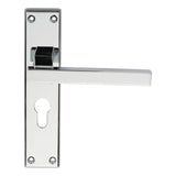 This is an image of Serozzetta - Stratus Lever on Euro Lock Backplate - Polished Chrome available to order from T.H Wiggans Architectural Ironmongery in Kendal, quick delivery and discounted prices.