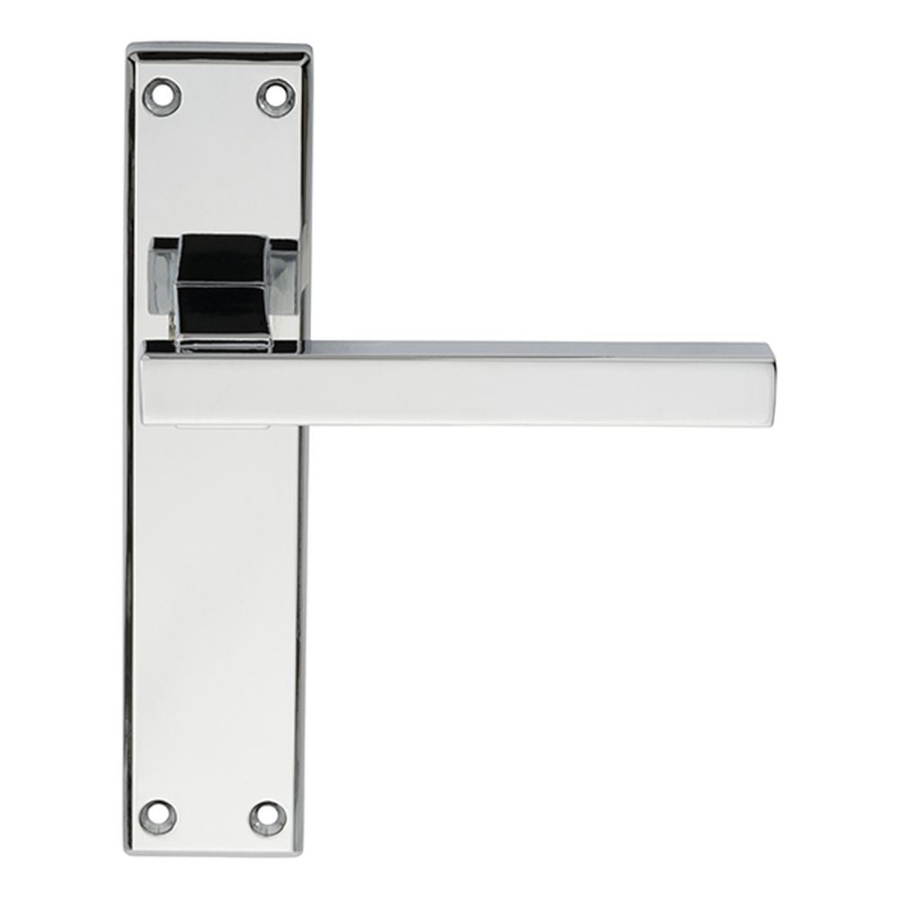 This is an image of Serozzetta - Stratus Lever on Latch Backplate - Polished Chrome available to order from T.H Wiggans Architectural Ironmongery in Kendal, quick delivery and discounted prices.