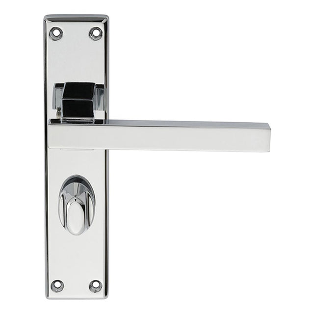 This is an image of Serozzetta - Stratus Lever on WC Backplate - Polished Chrome available to order from T.H Wiggans Architectural Ironmongery in Kendal, quick delivery and discounted prices.