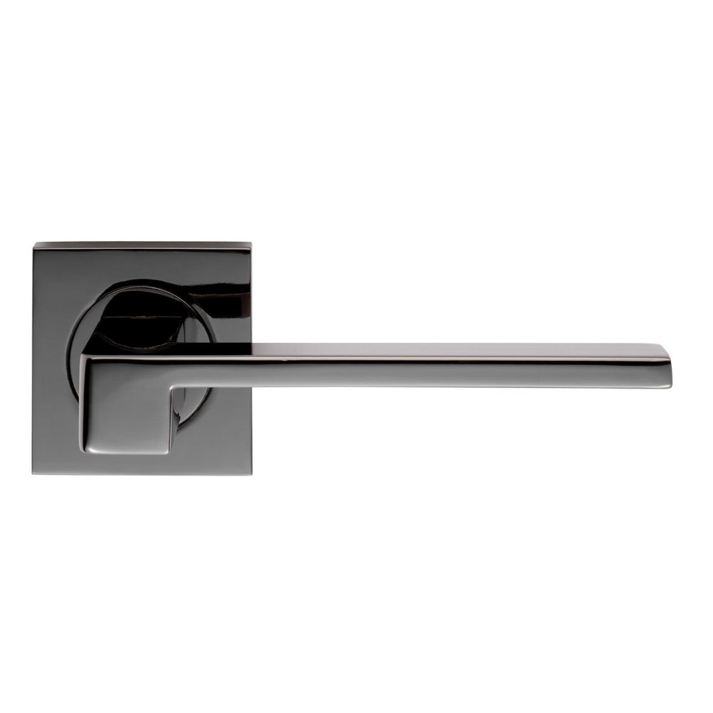 This is an image of Serozzetta - Equi Lever on Square Rose - Black Nickel available to order from T.H Wiggans Architectural Ironmongery in Kendal, quick delivery and discounted prices.