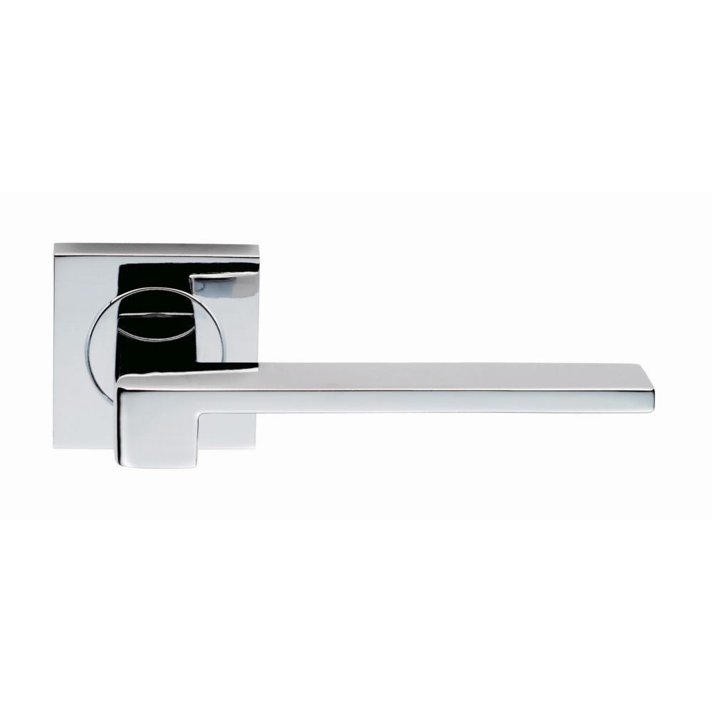 This is an image of Serozzetta - Equi Lever on Square Rose - Polished Chrome available to order from T.H Wiggans Architectural Ironmongery in Kendal, quick delivery and discounted prices.