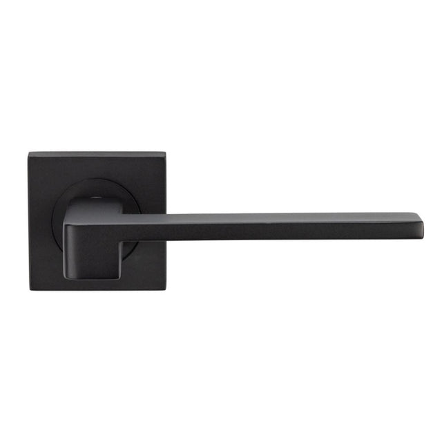 This is an image of Serozzetta - Equi Lever on Square Rose - Matt Black available to order from T.H Wiggans Architectural Ironmongery in Kendal, quick delivery and discounted prices.