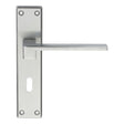 This is an image of Serozzetta - Equi Lever on Lock Backplate - Satin Chrome available to order from T.H Wiggans Architectural Ironmongery in Kendal, quick delivery and discounted prices.