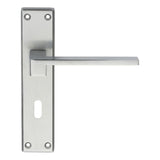 This is an image of Serozzetta - Equi Lever on Lock Backplate - Satin Chrome available to order from T.H Wiggans Architectural Ironmongery in Kendal, quick delivery and discounted prices.