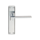 This is an image of Serozzetta - Equi Lever on Latch Backplate - Satin Chrome available to order from T.H Wiggans Architectural Ironmongery in Kendal, quick delivery and discounted prices.