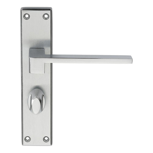 This is an image of Serozzetta - Equi Lever on WC Backplate - Satin Chrome available to order from T.H Wiggans Architectural Ironmongery in Kendal, quick delivery and discounted prices.