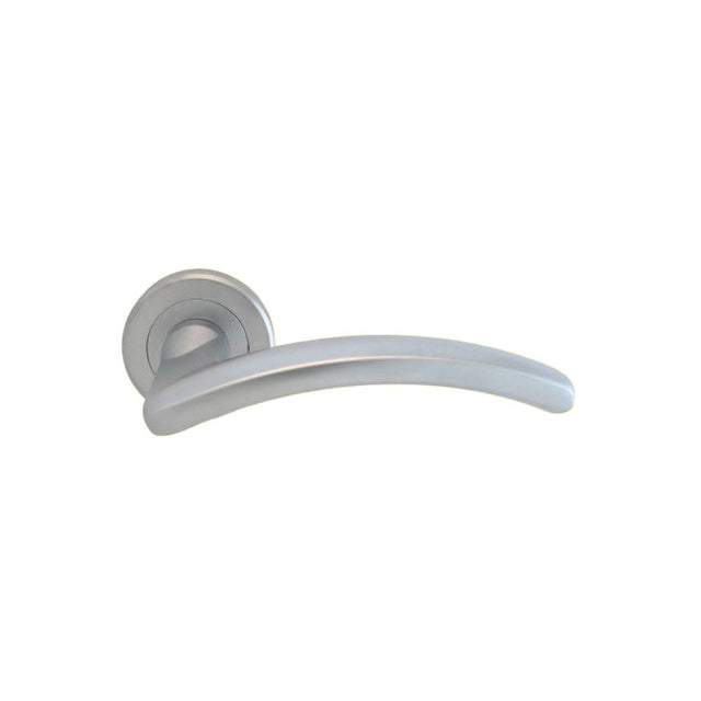 This is an image of Serozzetta - Design Lever on Round Rose - Satin Chrome available to order from T.H Wiggans Architectural Ironmongery in Kendal, quick delivery and discounted prices.