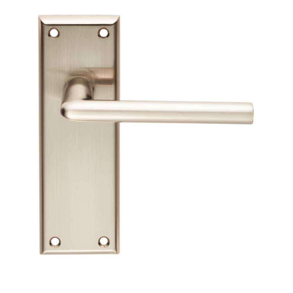 This is an image of Serozzetta - Dieci Lever on Latch Backplate - Satin Nickel available to order from T.H Wiggans Architectural Ironmongery in Kendal, quick delivery and discounted prices.