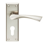 This is an image of Serozzetta - Venti Lever on Euro Lock Backplate - Satin Nickel available to order from T.H Wiggans Architectural Ironmongery in Kendal, quick delivery and discounted prices.